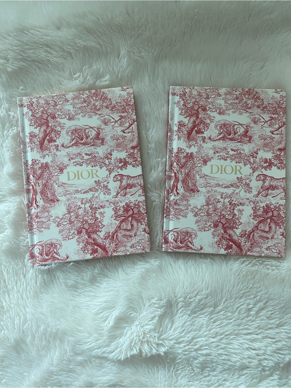 Authentic New: Dior Pink and White Toile Hardcover Notebook with Gold Logo